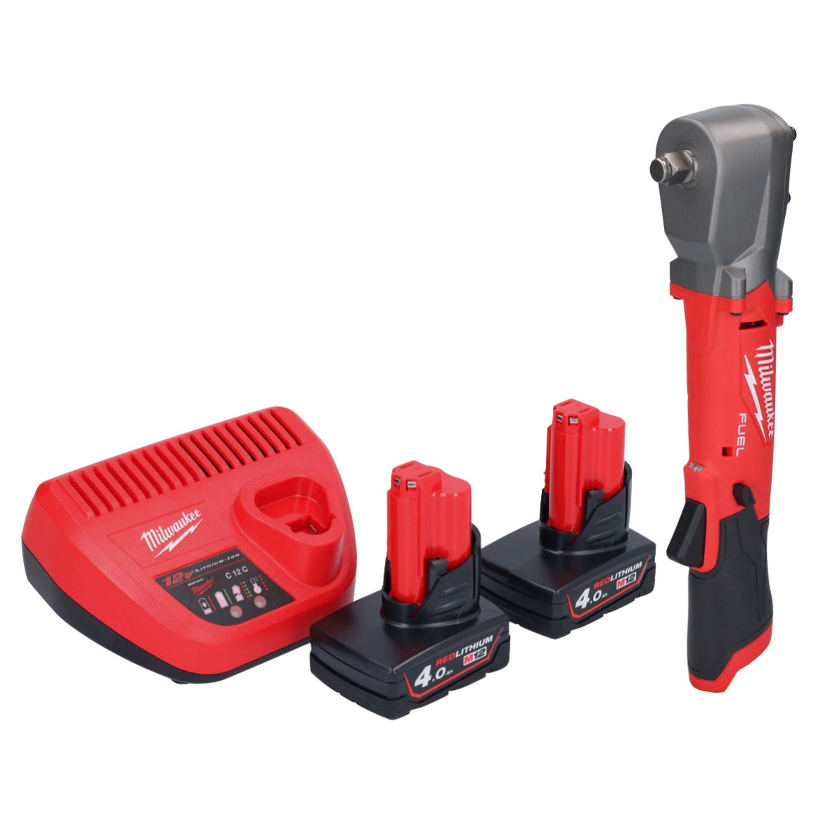 Clé à chocs angulaire sur batterie Milwaukee M12 FRAIWF12-402 12 V 1/2" 270 Nm sans balai + 2x batterie 4,0 Ah + chargeur