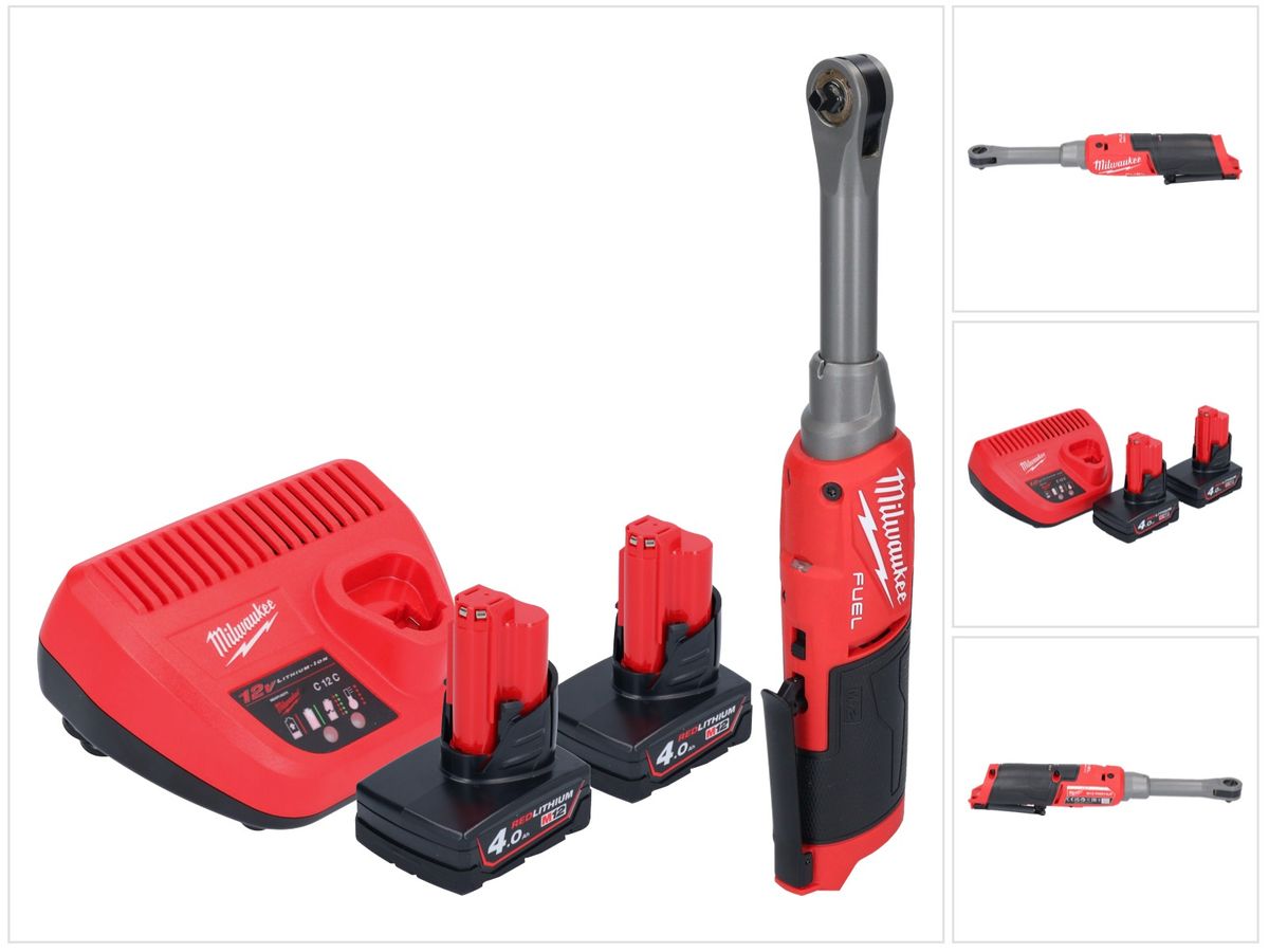 Milwaukee M12 FHIR14LR-402 batterie cliquet haute vitesse 12 V 47 Nm 1/4" brushless + 2x batterie 4,0 Ah + chargeur