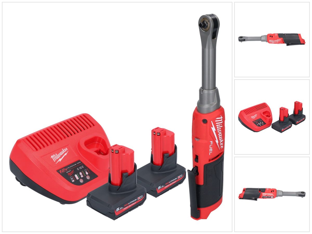 Milwaukee M12 FHIR14LR-502 batterie cliquet haute vitesse 12 V 47 Nm 1/4" brushless + 2x batterie 5,0 Ah + chargeur