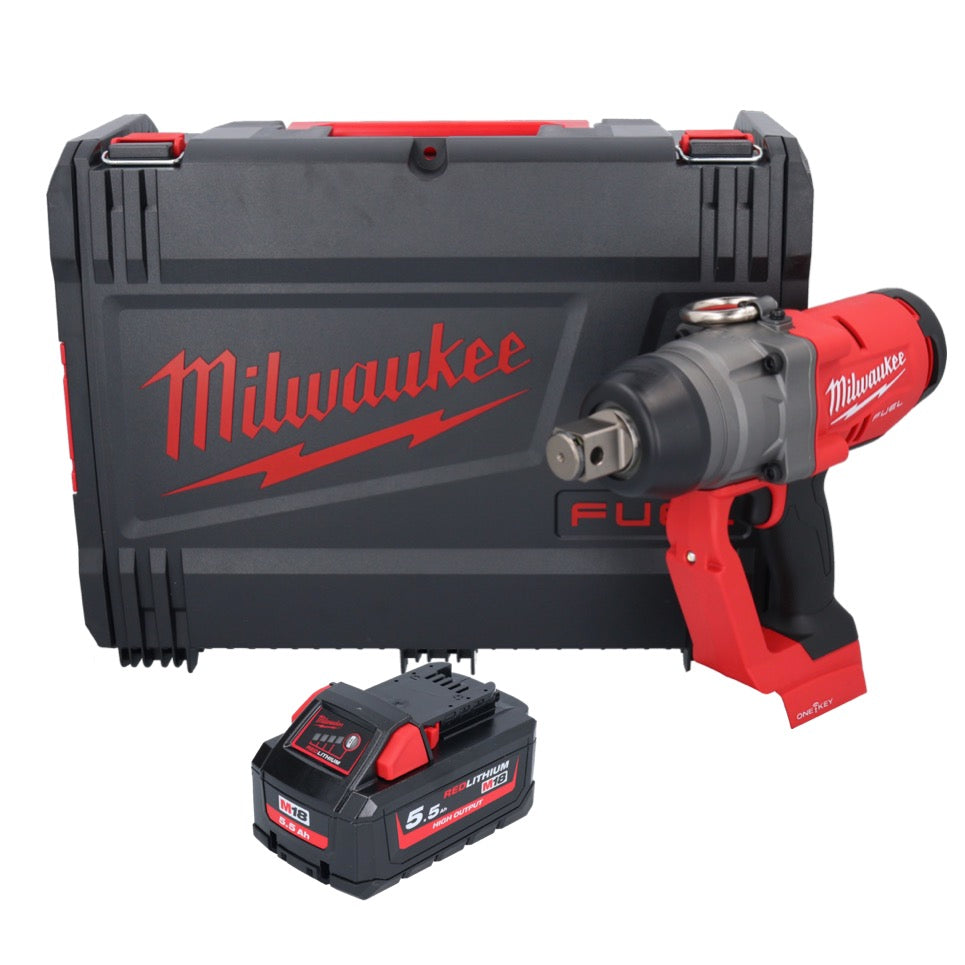 Clé à chocs sans fil Milwaukee M18 ONEFHIWF1-551X 18 V 2033 Nm 1″ brushless + 1x batterie 5,5 Ah + boîtier HD - sans chargeur