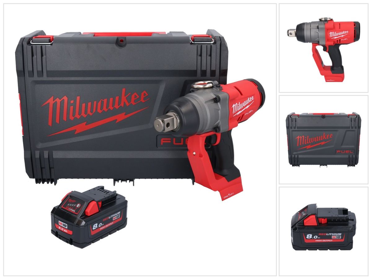 Clé à chocs sans fil Milwaukee M18 ONEFHIWF1-801X 18 V 2033 Nm 1″ brushless + 1x batterie 8,0 Ah + boîtier HD - sans chargeur