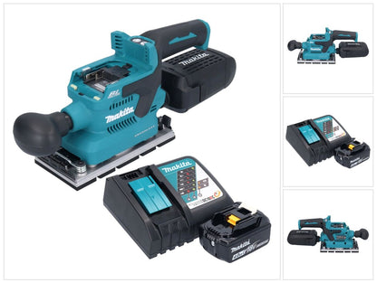 Makita DBO 381 RM1U Akku Schwingschleifer 18 V 93 x 185 mm Brushless + 1x Akku 4,0 Ah + Ladegerät