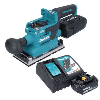 Makita DBO 381 RT1U ponceuse orbitale sur batterie 18 V 93 x 185 mm sans balais + 1x batterie 5,0 Ah + chargeur