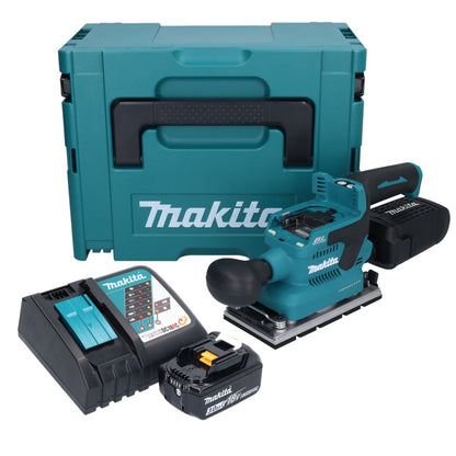 Makita DBO 381 RF1JU Akku Schwingschleifer 18 V 93 x 185 mm Brushless + 1x Akku 3,0 Ah + Ladegerät + Makpac