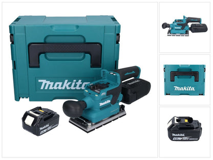 Makita DBO 381 M1JU Ponceuse orbitale sur batterie 18 V 93 x 185 mm sans balais + 1x batterie 4,0 Ah + Makpac - sans chargeur