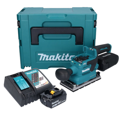 Makita DBO 381 RM1JU Akku Schwingschleifer 18 V 93 x 185 mm Brushless + 1x Akku 4,0 Ah + Ladegerät + Makpac