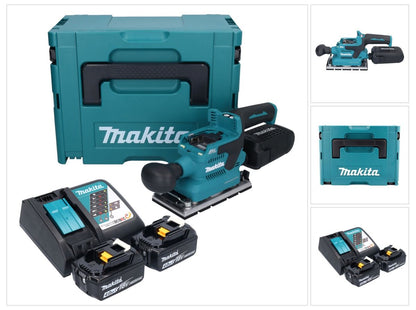 Makita DBO 381 RMJU ponceuse orbitale sur batterie 18 V 93 x 185 mm sans balais + 2x batterie 4,0 Ah + chargeur + Makpac