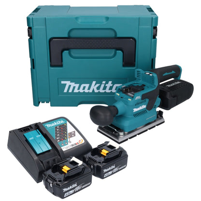 Makita DBO 381 RMJU ponceuse orbitale sur batterie 18 V 93 x 185 mm sans balais + 2x batterie 4,0 Ah + chargeur + Makpac