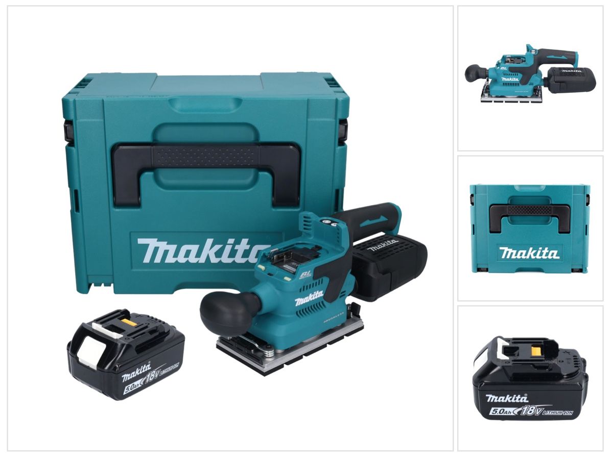 Makita DBO 381 T1JU ponceuse orbitale sur batterie 18 V 93 x 185 mm sans balais + 1x batterie 5,0 Ah + Makpac - sans chargeur