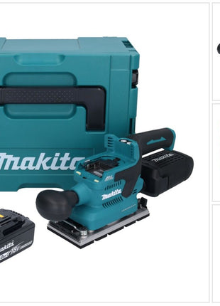 Makita DBO 381 G1JU Ponceuse orbitale sur batterie 18 V 93 x 185 mm sans balais + 1x batterie 6,0 Ah + Makpac - sans chargeur