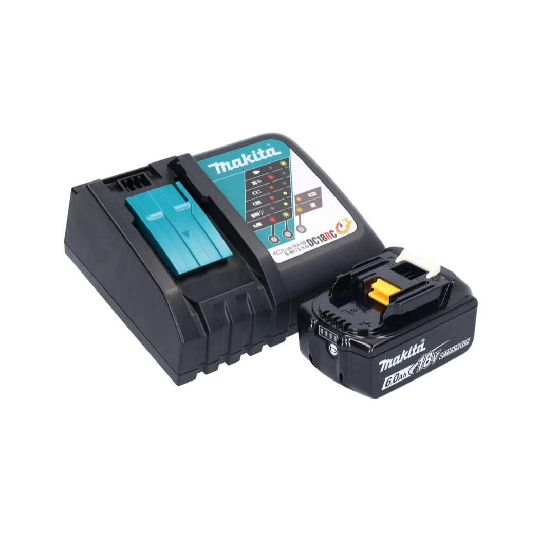 Makita DBO 381 RG1JU ponceuse orbitale sur batterie 18 V 93 x 185 mm sans balais + 1x batterie 6,0 Ah + chargeur + Makpac