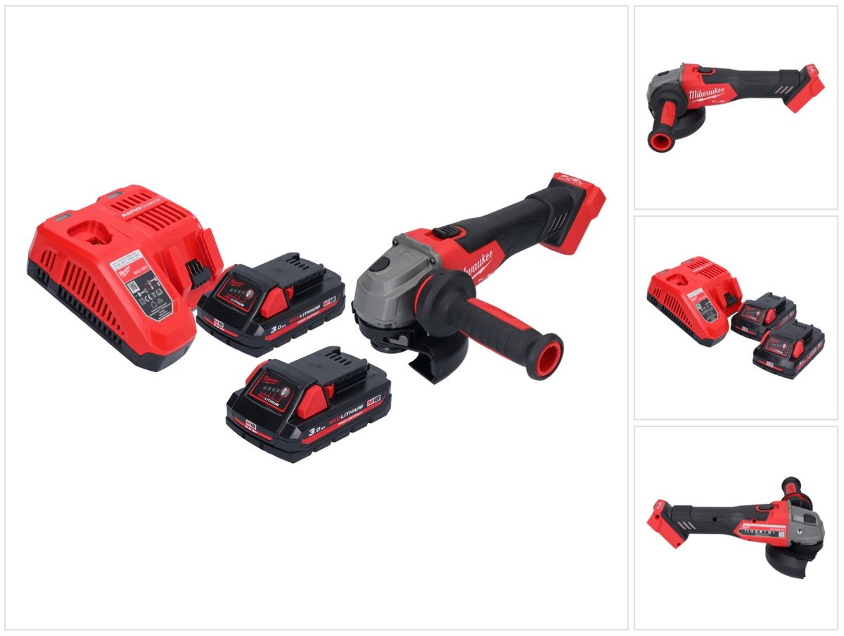 Meuleuse d'angle sur batterie Milwaukee M18 FSAG125X-302 18 V 125 mm sans balais + 2x batteries 3,0 Ah + chargeur