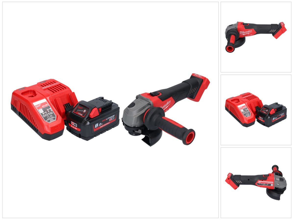 Meuleuse d'angle sur batterie Milwaukee M18 FSAG125X-801 18 V 125 mm sans balais + 1x batterie 8,0 Ah + chargeur