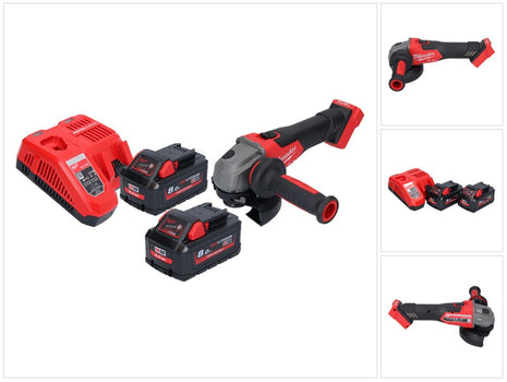 Meuleuse d'angle sur batterie Milwaukee M18 FSAG125X-802 18 V 125 mm sans balais + 2x batteries 8,0 Ah + chargeur