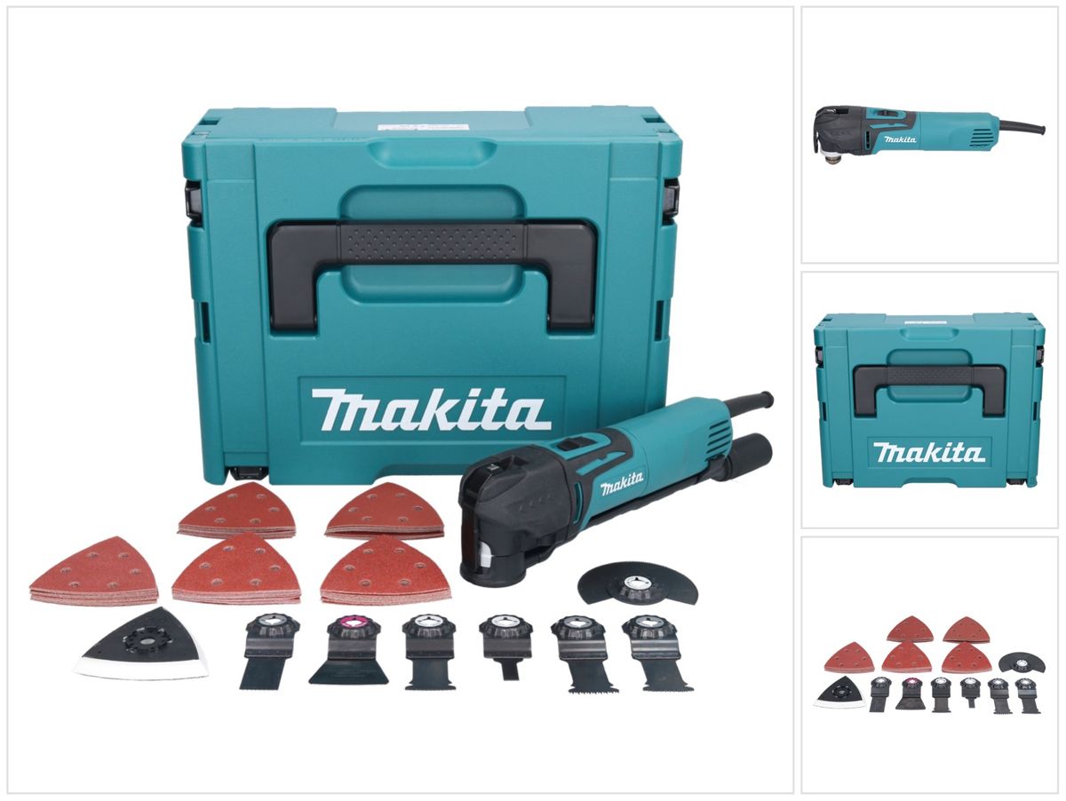 Makita TM 3010 CX3J outil multifonction 320 W OIS / Starlock + jeu d'accessoires 59 pièces + Makpac