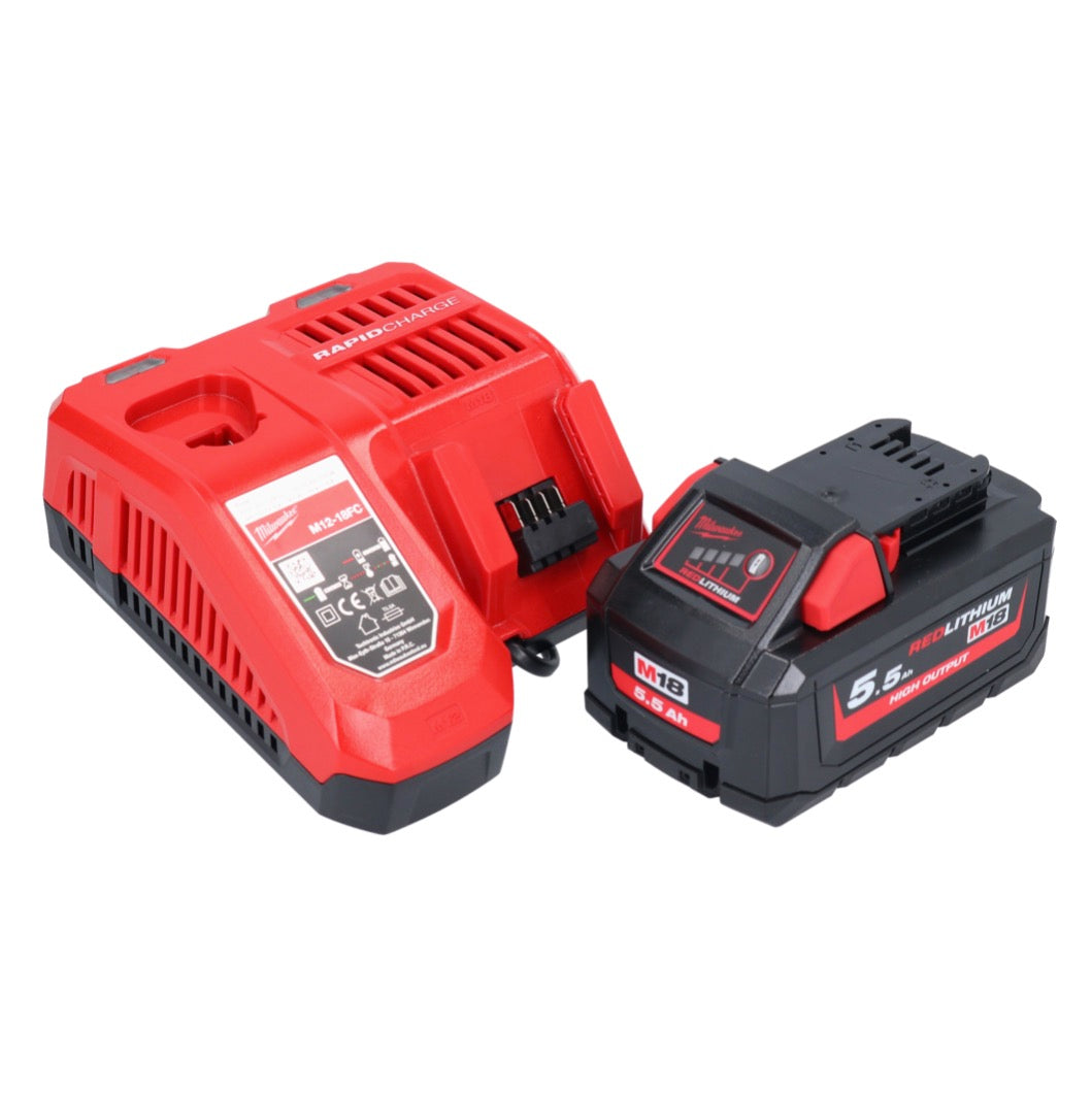 Batterie Milwaukee M18 FSZ-551 Scie sabre Recipro 18 V brushless + 1x batterie 5,5 Ah + chargeur