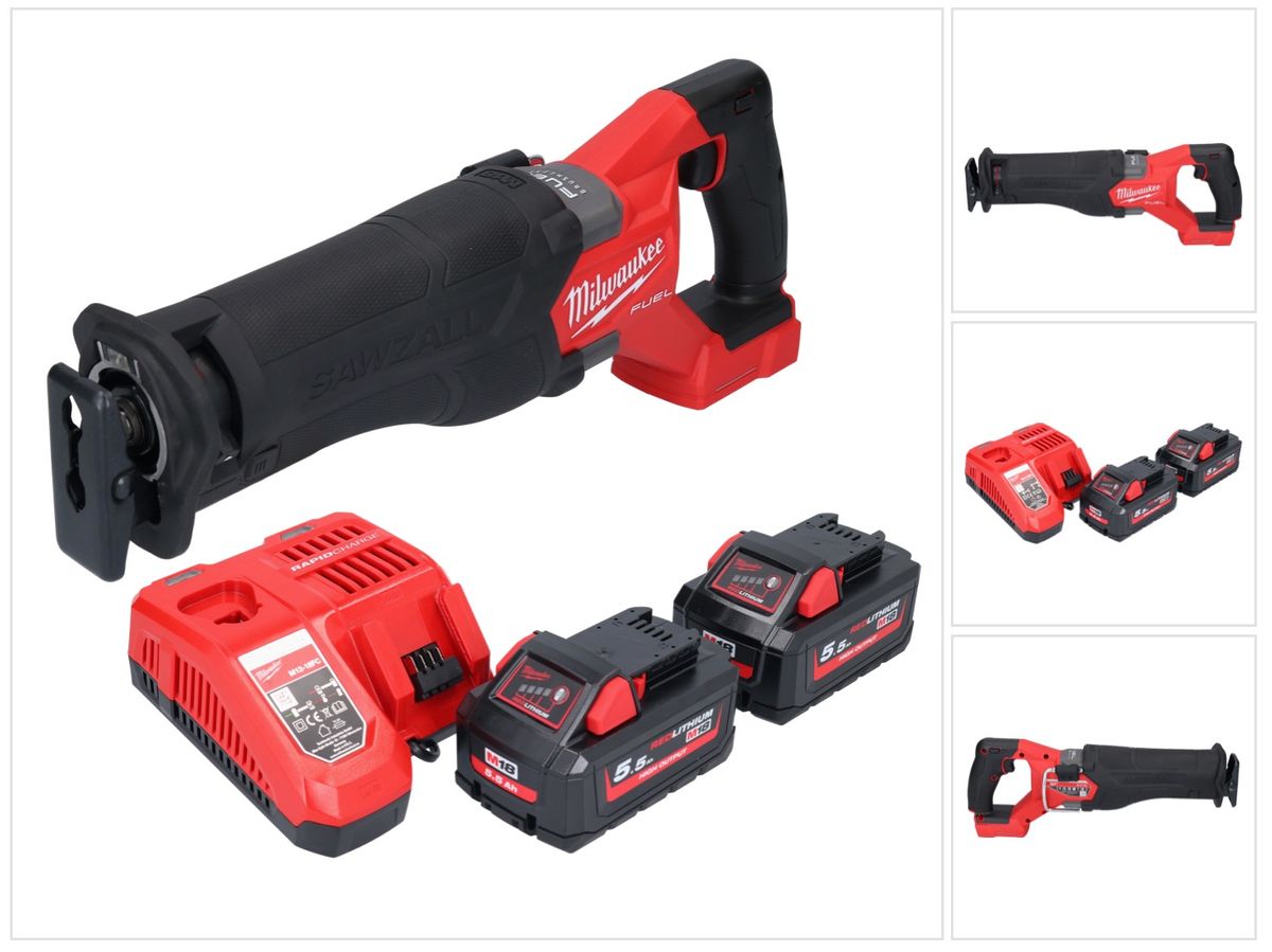 Batterie Milwaukee M18 FSZ-552 Scie sabre Recipro 18 V brushless + 2x batteries 5,5 Ah + chargeur