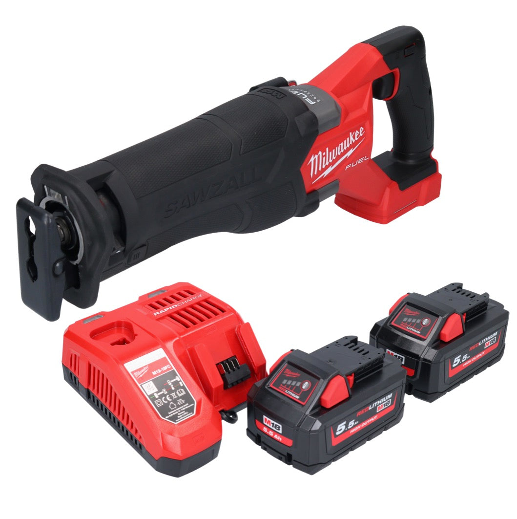 Batterie Milwaukee M18 FSZ-552 Scie sabre Recipro 18 V brushless + 2x batteries 5,5 Ah + chargeur