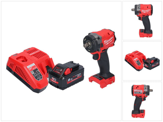 Milwaukee M18 FIW2F12-801 Akku Schlagschrauber 18 V 339 Nm 1/2" Brushless + 1x Akku 8,0 Ah + Ladegerät