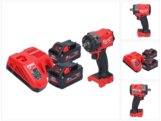 Clé à chocs sans fil Milwaukee M18 FIW2F12-802 18 V 339 Nm 1/2" sans balai + 2x batterie 8,0 Ah + chargeur