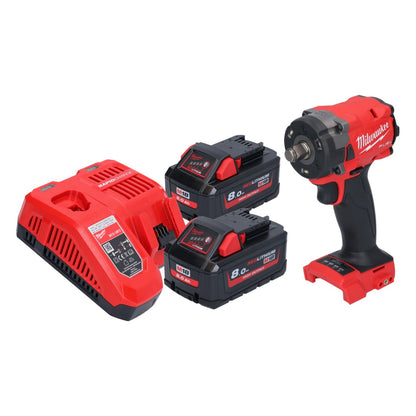 Milwaukee M18 FIW2F12-802 Akku Schlagschrauber 18 V 339 Nm 1/2" Brushless + 2x Akku 8,0 Ah + Ladegerät