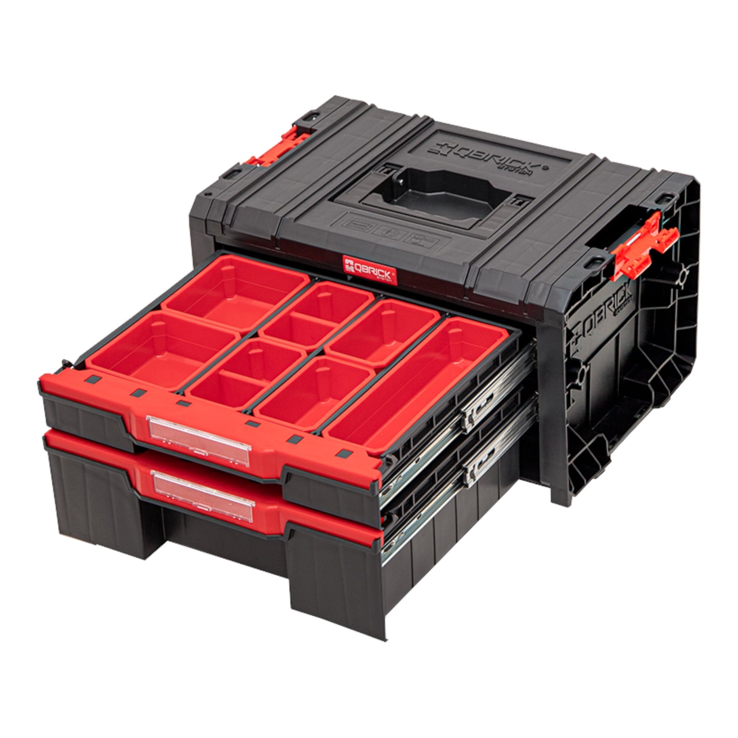 Qbrick System PRO Tiroir 2 Toolbox 2.0 Expert empilable 450 x 310 x 244 mm 4,5 l 9,5 l IP54 avec deux tiroirs 10 inserts et 6 séparateurs