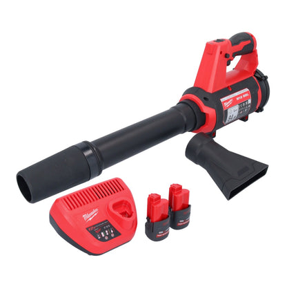 Souffleur à batterie Milwaukee M12 BBL-252 12 V + 2x batteries 2,5 Ah + chargeur