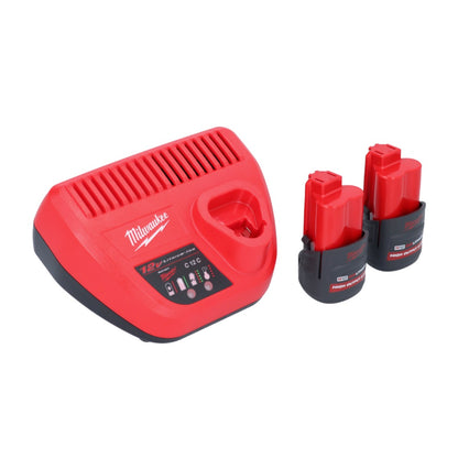 Souffleur à batterie Milwaukee M12 BBL-252 12 V + 2x batteries 2,5 Ah + chargeur