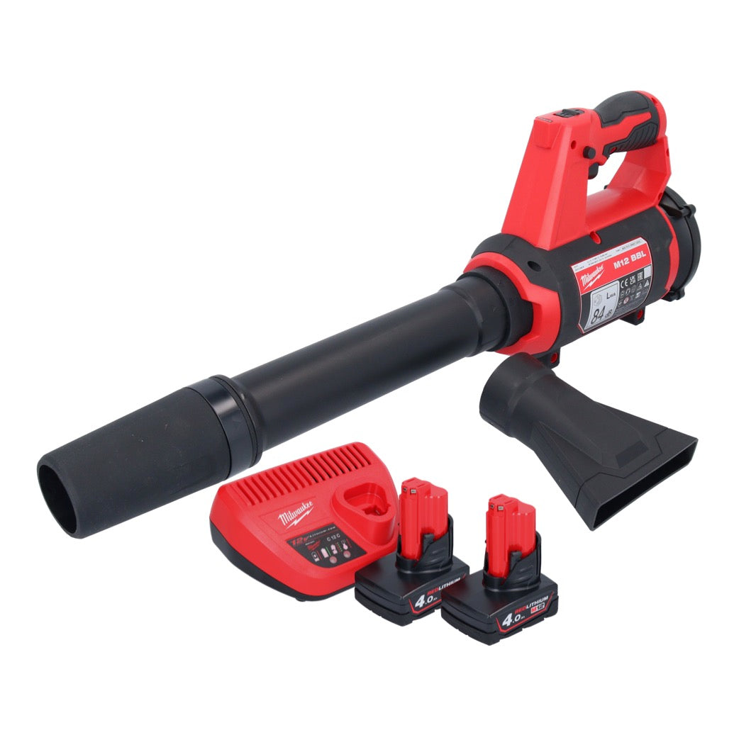 Souffleur à batterie Milwaukee M12 BBL-402 12 V + 2x batteries 4,0 Ah + chargeur