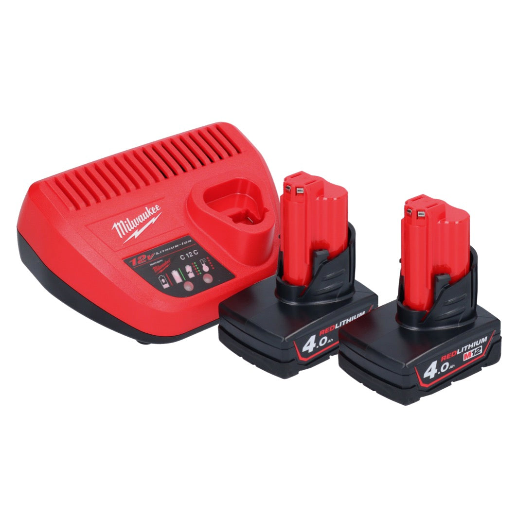 Souffleur à batterie Milwaukee M12 BBL-402 12 V + 2x batteries 4,0 Ah + chargeur