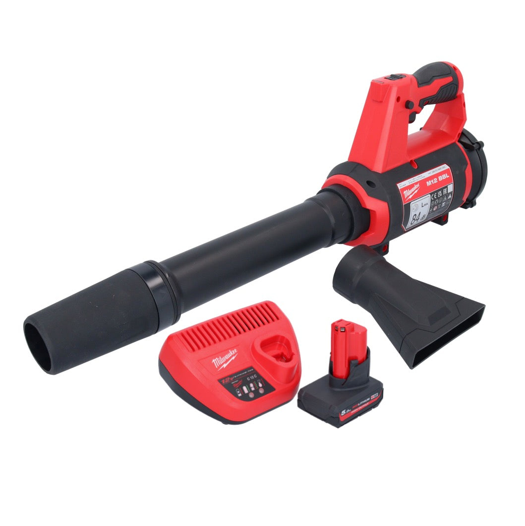 Souffleur sur batterie Milwaukee M12 BBL-501 12 V + 1x batterie 5,0 Ah + chargeur