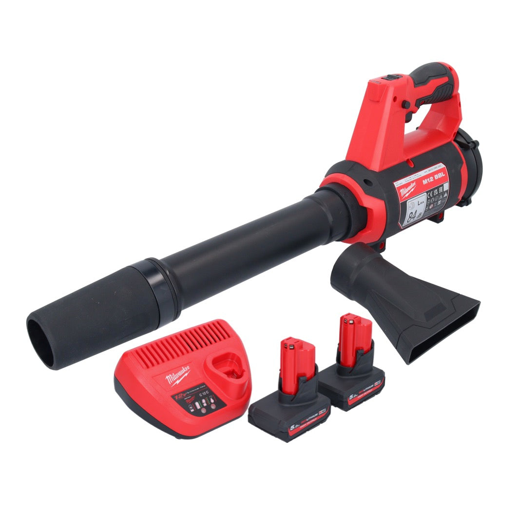 Souffleur à batterie Milwaukee M12 BBL-502 12 V + 2x batteries 5,0 Ah + chargeur