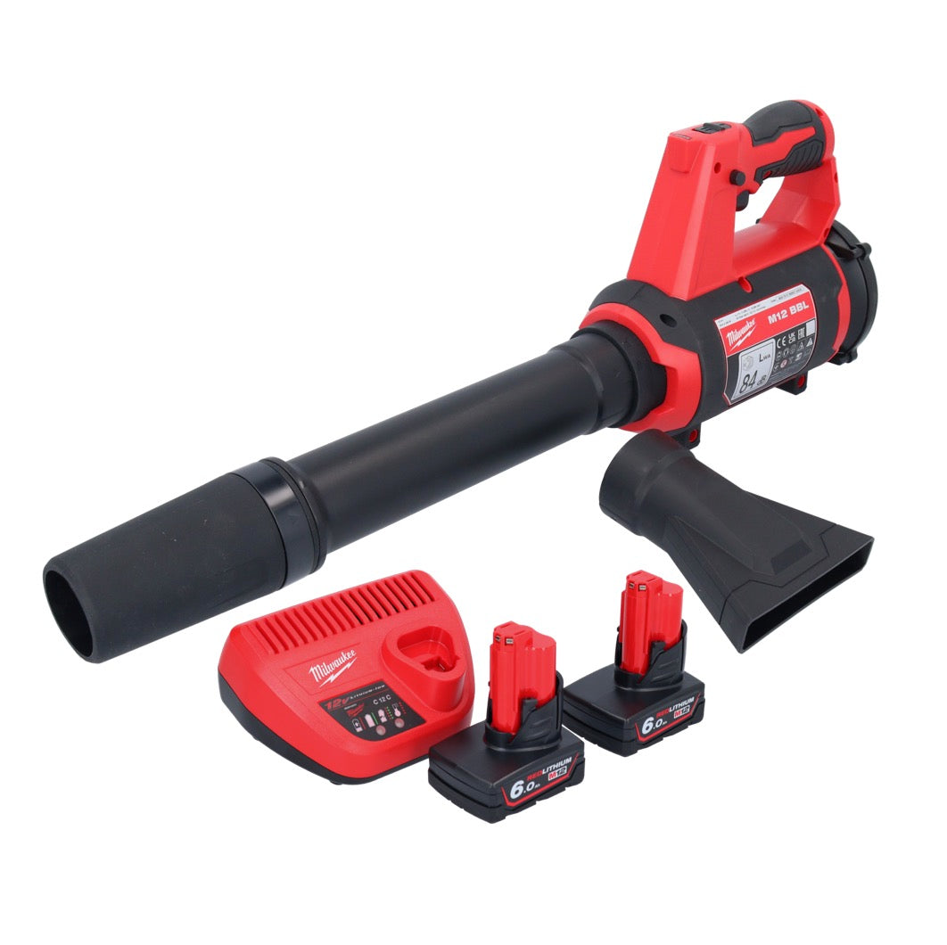 Souffleur à batterie Milwaukee M12 BBL-602 12 V + 2x batteries 6,0 Ah + chargeur