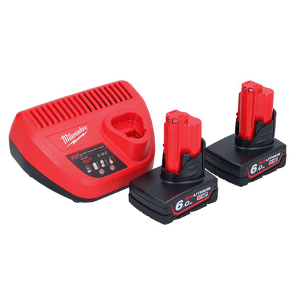 Souffleur à batterie Milwaukee M12 BBL-602 12 V + 2x batteries 6,0 Ah + chargeur