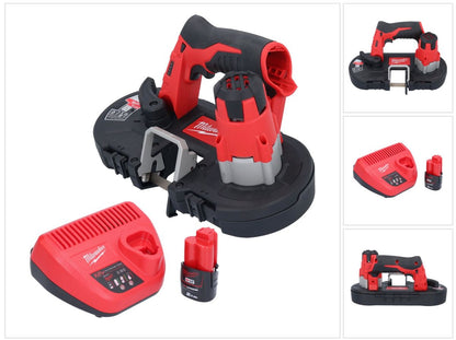 Scie à ruban à batterie Milwaukee M12 BS-201 12 V 41 x 41 mm + 1x batterie 2,0 Ah + chargeur