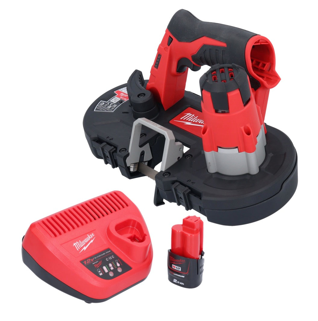 Scie à ruban à batterie Milwaukee M12 BS-201 12 V 41 x 41 mm + 1x batterie 2,0 Ah + chargeur