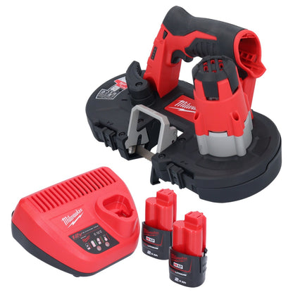 Scie à ruban à batterie Milwaukee M12 BS-202 12 V 41 x 41 mm + 2x batteries 2,0 Ah + chargeur