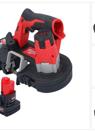 Sierra de cinta a batería Milwaukee M12 BS-401 12 V 41 x 41 mm + 1x batería 4,0 Ah - sin cargador