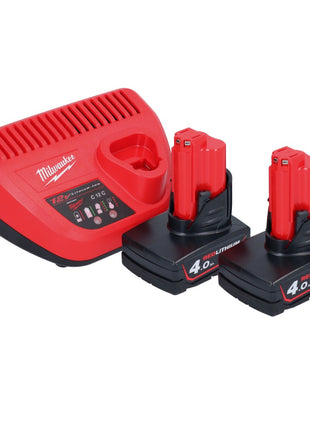 Sierra de cinta a batería Milwaukee M12 BS-402 12 V 41 x 41 mm + 2x baterías 4,0 Ah + cargador