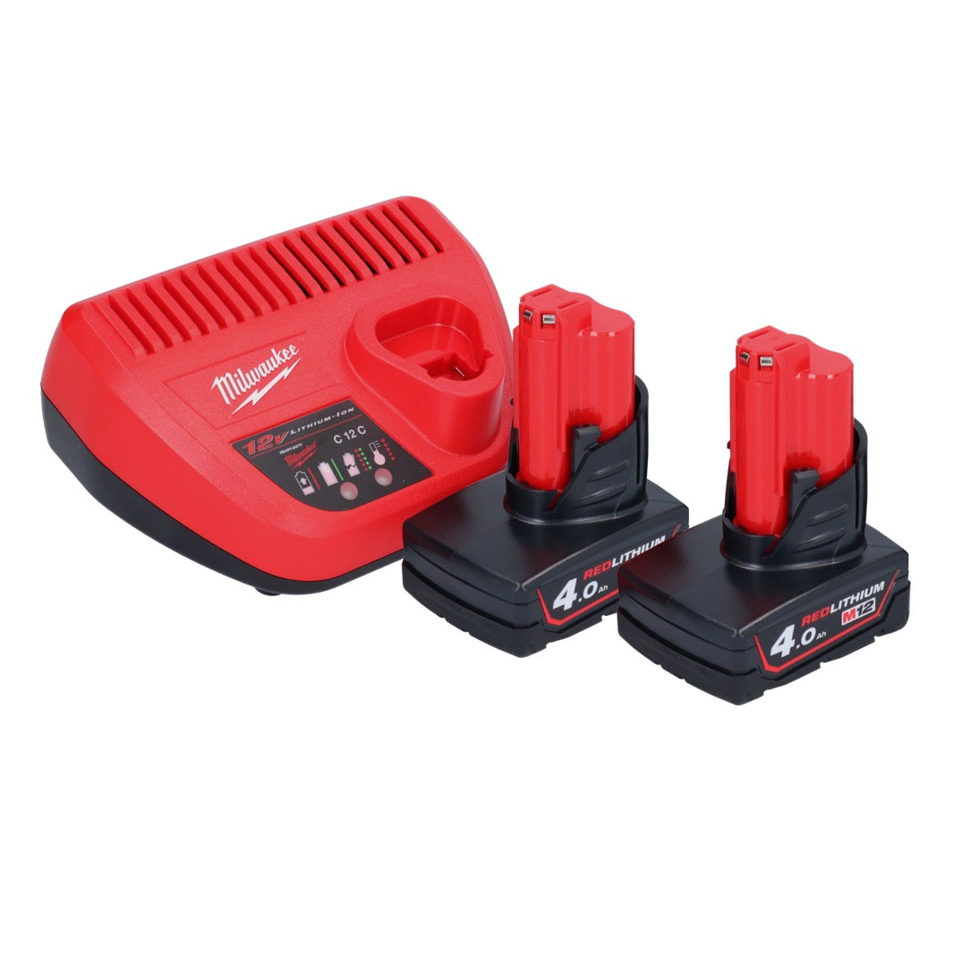 Scie à ruban à batterie Milwaukee M12 BS-402 12 V 41 x 41 mm + 2x batteries 4,0 Ah + chargeur