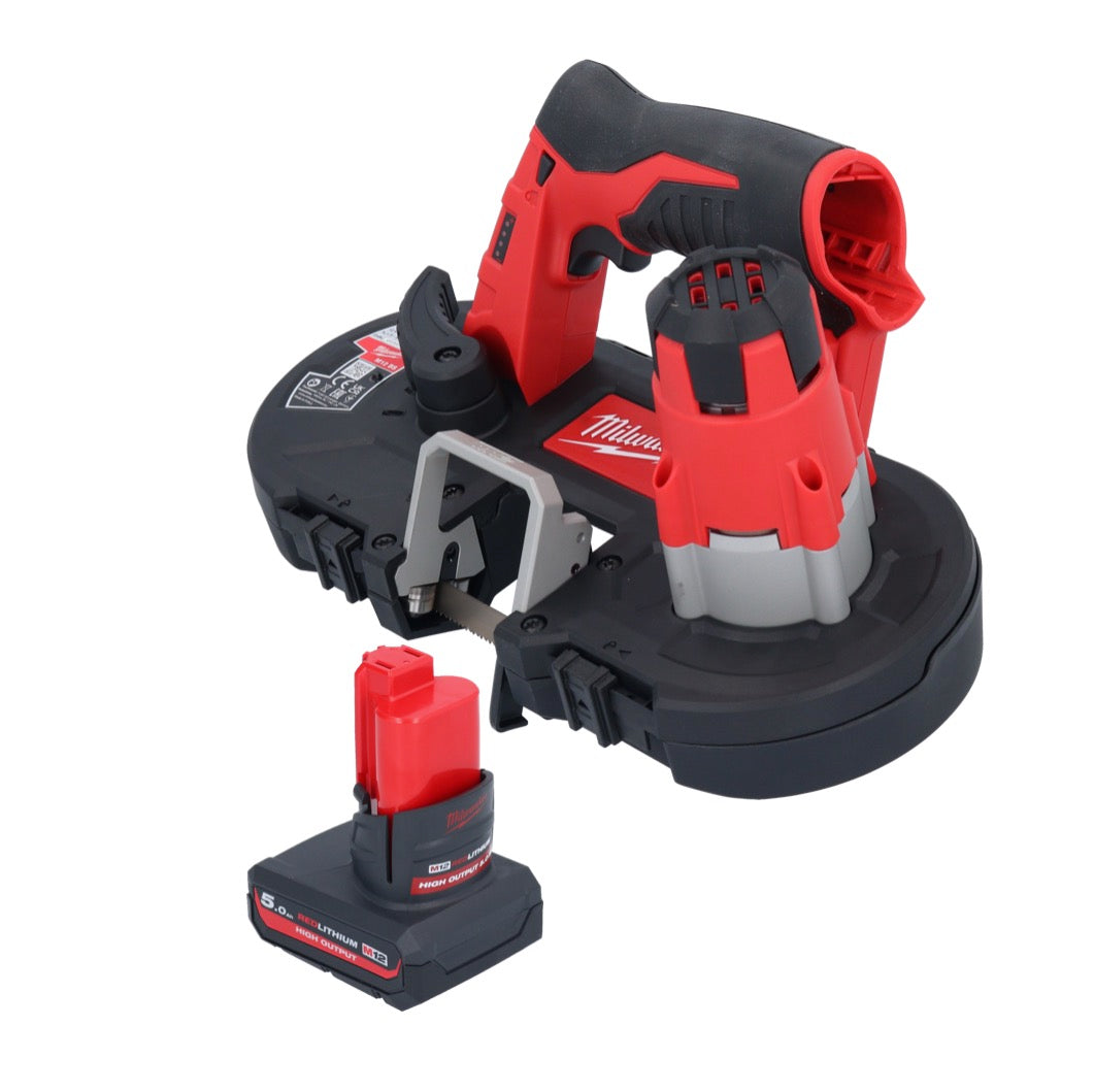 Milwaukee M12 BS-501 Akku Bandsäge 12 V 41 x 41 mm + 1x Akku 5,0 Ah - ohne Ladegerät