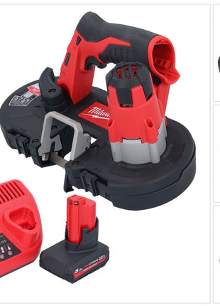 Sierra de cinta a batería Milwaukee M12 BS-501 12 V 41 x 41 mm + 1x batería 5,0 Ah + cargador