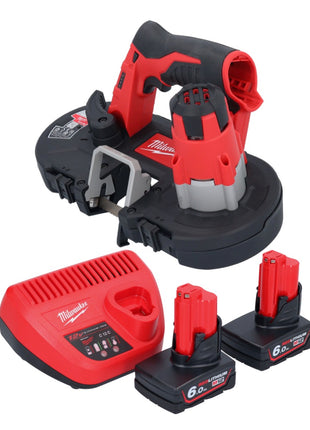 Sierra de cinta a batería Milwaukee M12 BS-602 12 V 41 x 41 mm + 2x baterías 6,0 Ah + cargador