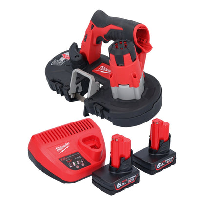 Scie à ruban à batterie Milwaukee M12 BS-602 12 V 41 x 41 mm + 2x batteries 6,0 Ah + chargeur