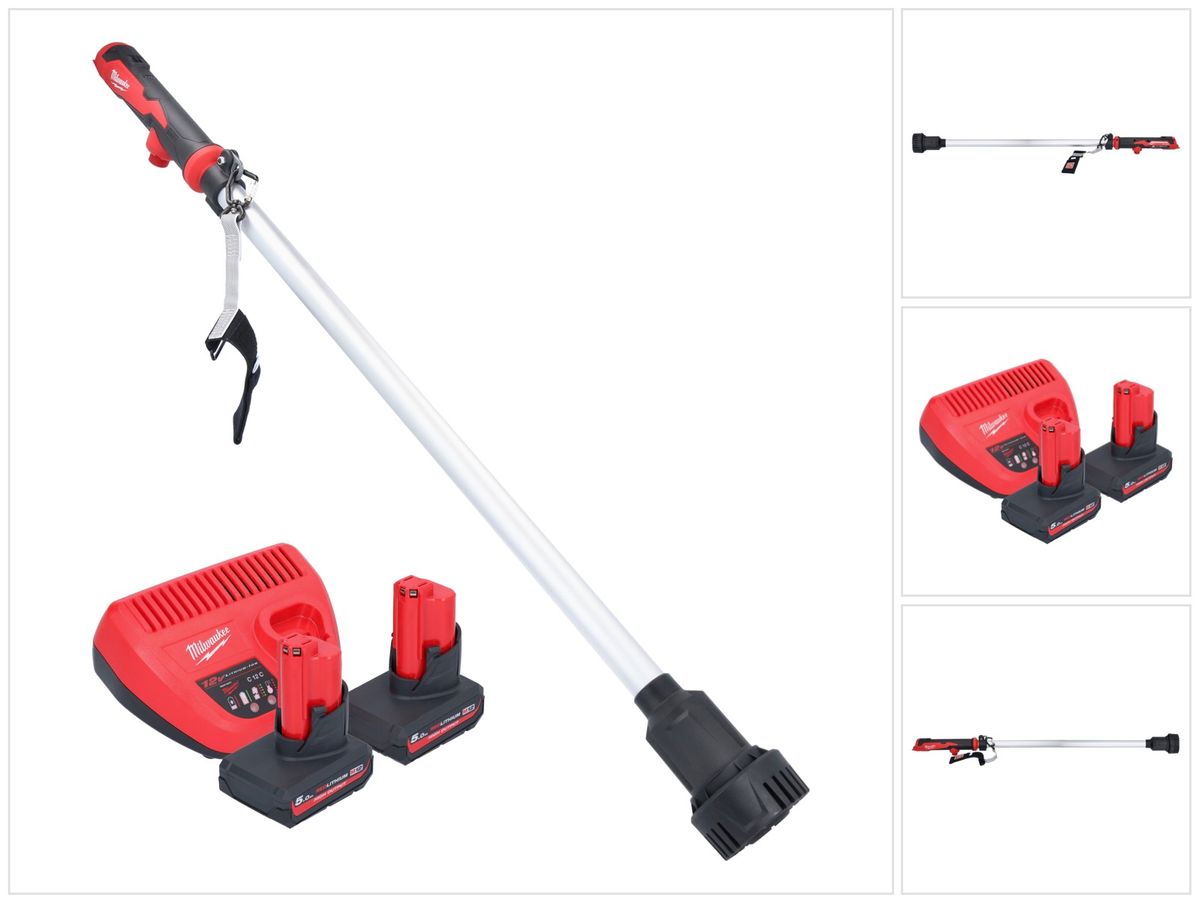 Pompe de transfert de batterie Milwaukee M12 BSWP-502 12 V 34 l/min + 2x batteries 5,0 Ah + chargeur