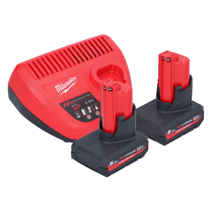 Pompe de transfert de batterie Milwaukee M12 BSWP-502 12 V 34 l/min + 2x batteries 5,0 Ah + chargeur