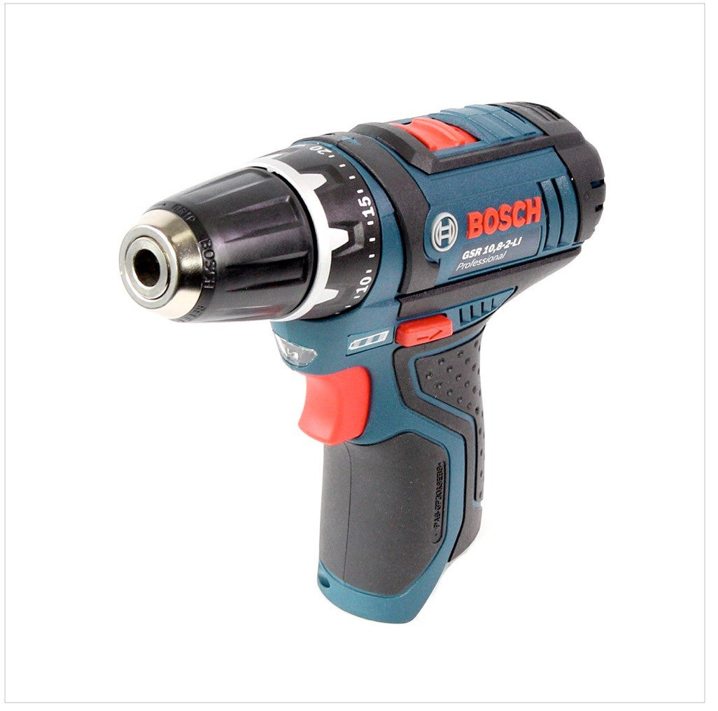 Bosch GSR 10,8-2-Li Professional Akku Bohrschrauber mit 2 x Akku 2,0 Ah, Ladegerät und 39 tlg. Zubehör in Tasche - Toolbrothers