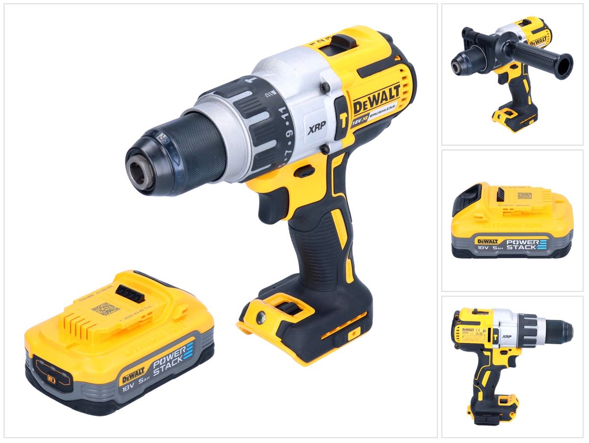 Perceuse à percussion sans fil DeWalt DCD 996 N 18 V 95 Nm sans balais + 1x batterie Powerstack 5,0 Ah - sans chargeur