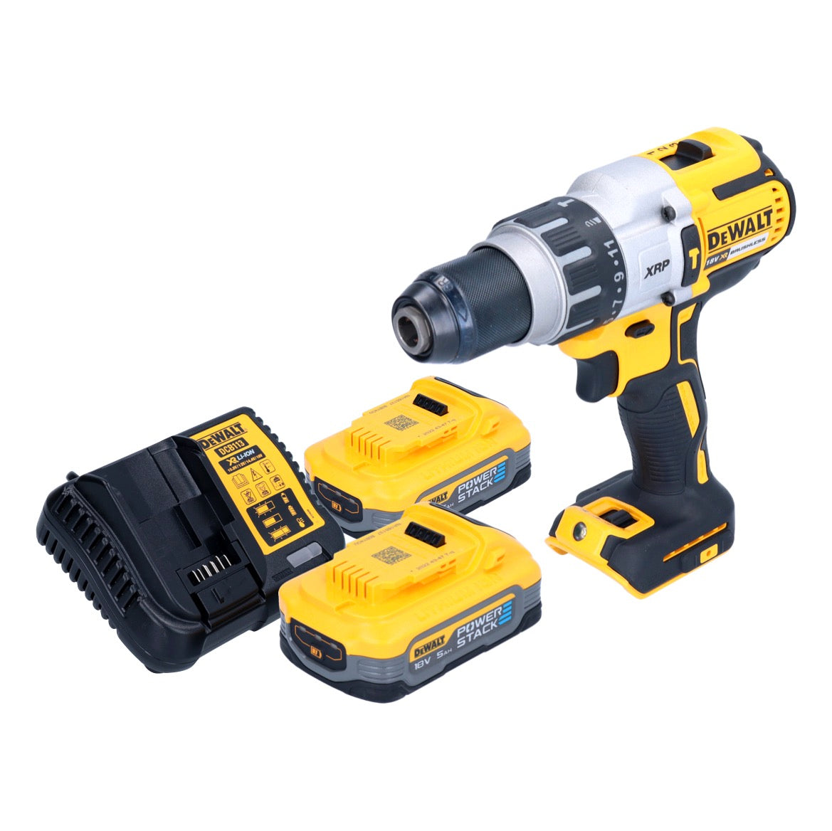 DeWalt DCD 996 H2 Akku Schlagbohrschrauber 18 V 95 Nm Brushless + 2x Powerstack Akku 5,0 Ah + Ladegerät