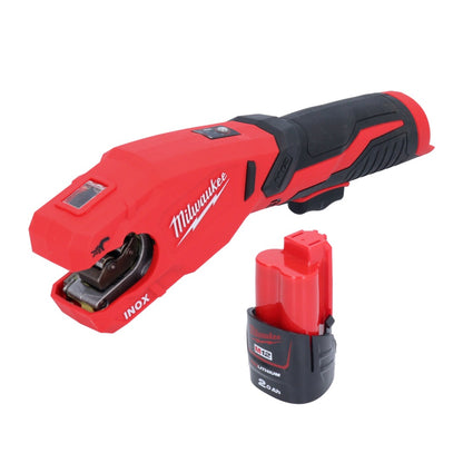 Coupe-tubes en acier inoxydable sur batterie Milwaukee M12 PCSS-201 12 V 12 - 28 mm + 1x batterie 2,0 Ah - sans chargeur